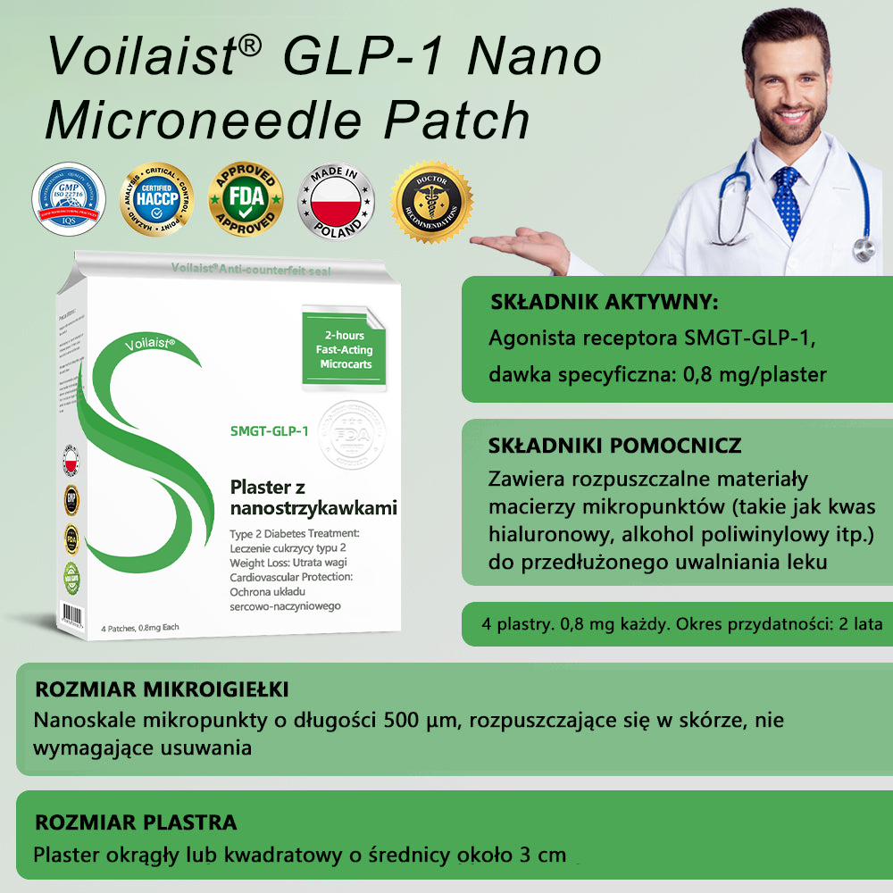 Voilaist® SMGT-GLP-1 Nano Microneedle Patch(⚡Bezbolesny, długotrwały, zwalczający cukrzycę, otyłość i choroby układu krążenia)