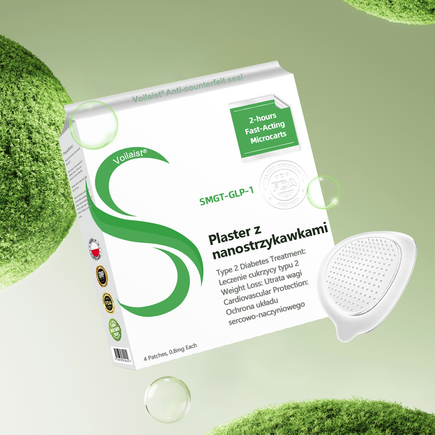 Voilaist® SMGT-GLP-1 Nano Microneedle Patch(⚡Bezbolesny, długotrwały, zwalczający cukrzycę, otyłość i choroby układu krążenia)