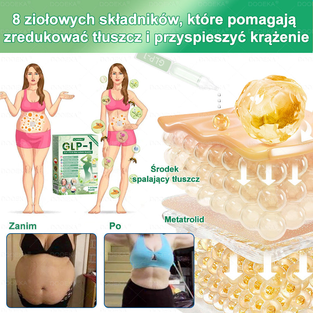 ✅DOOEKA® GLP-1 8 w 1 Fit & Vital roztwór doustny – Raz dziennie, widoczne zmiany w ciągu 7 dni / W przypadku otyłości, zdrowia serca i układu krążenia, cukrzycy, bezdechu sennego, zdrowia jelit, problemów ze stawami i wielu innych