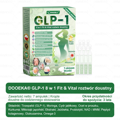 🌿 DOOEKA® GLP-1 8 w 1 Fit & Vital roztwór doustny – Raz dziennie, widoczne zmiany w ciągu 7 dni / W przypadku otyłości, zdrowia serca i układu krążenia, cukrzycy, bezdechu sennego, zdrowia jelit, problemów ze stawami i wielu innych