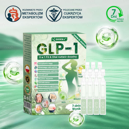 🌿 DOOEKA® GLP-1 8 w 1 Fit & Vital roztwór doustny – Raz dziennie, widoczne zmiany w ciągu 7 dni / W przypadku otyłości, zdrowia serca i układu krążenia, cukrzycy, bezdechu sennego, zdrowia jelit, problemów ze stawami i wielu innych