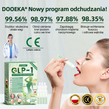 🌿 DOOEKA® GLP-1 8 w 1 Fit & Vital roztwór doustny – Raz dziennie, widoczne zmiany w ciągu 7 dni / W przypadku otyłości, zdrowia serca i układu krążenia, cukrzycy, bezdechu sennego, zdrowia jelit, problemów ze stawami i wielu innych